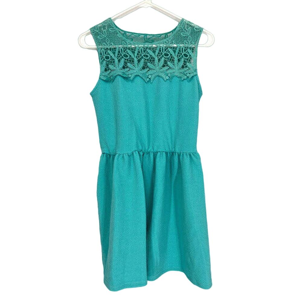 Btween Crochet Teal Blue Mini Sleeveless Dress 16